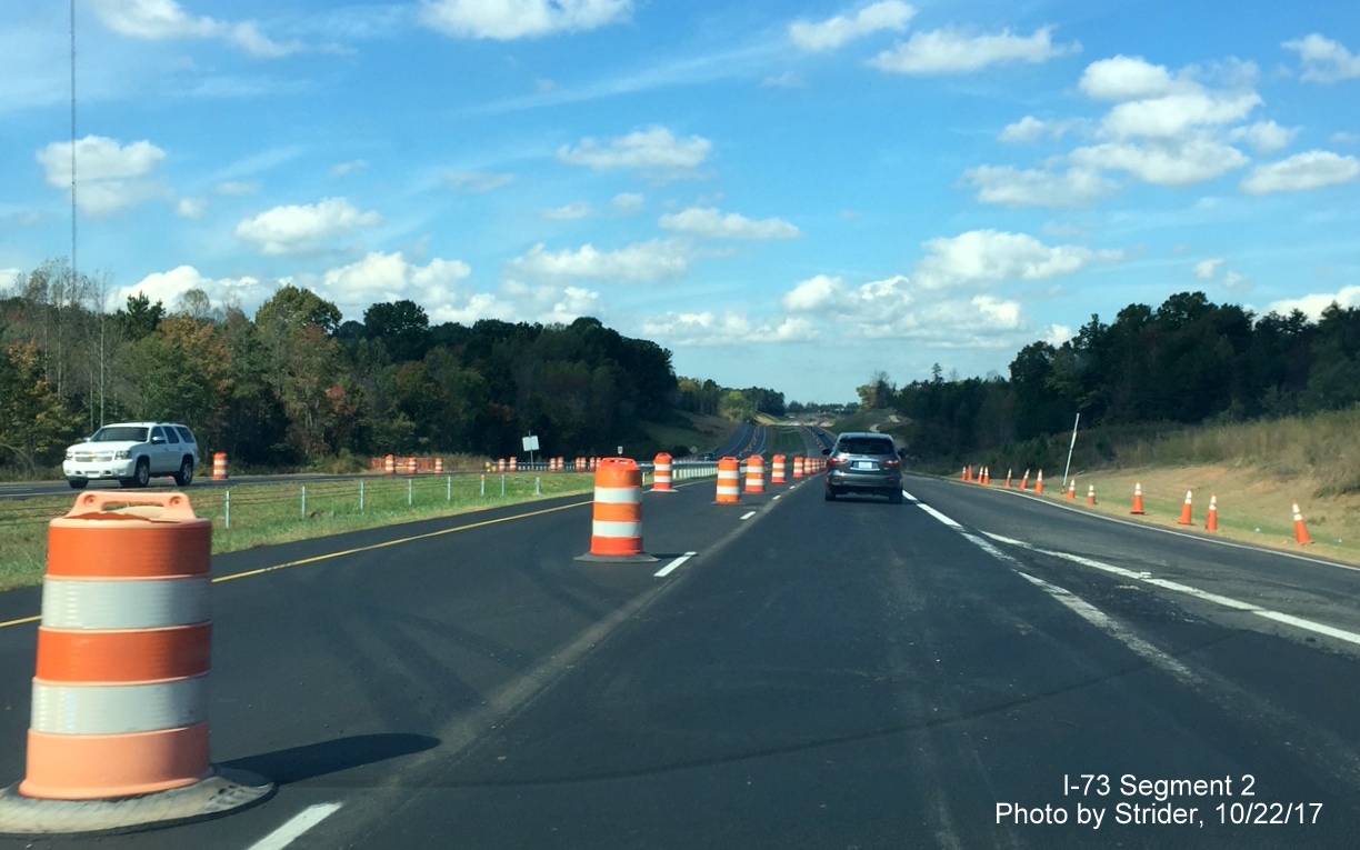 Image of US 220 highway north and completed I-73 lanes just north of NC 65 exit in Summerfield, by Strider