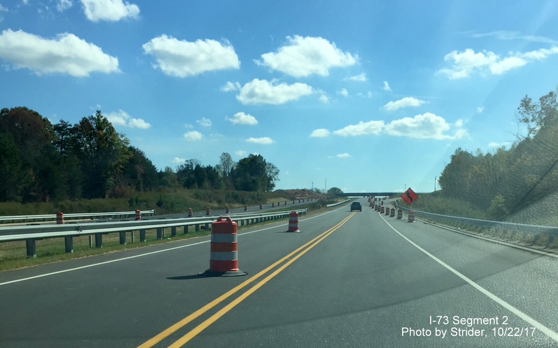 Image of US 220 lanes striped for 2-lane travel not as Future I-73 South in Rockingham County, by Strider