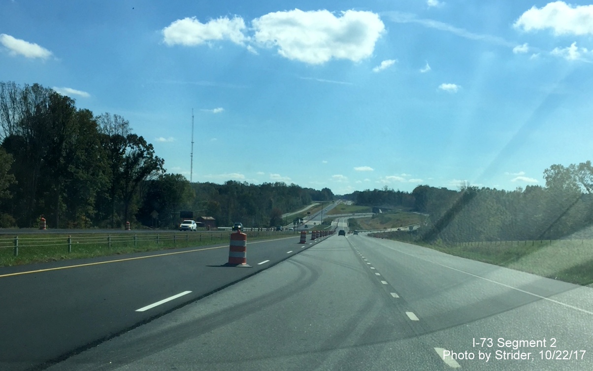 Image of US 220 South lanes being paved prior to competion of I-73 South prior to Haw River in Summerfield, by Strider