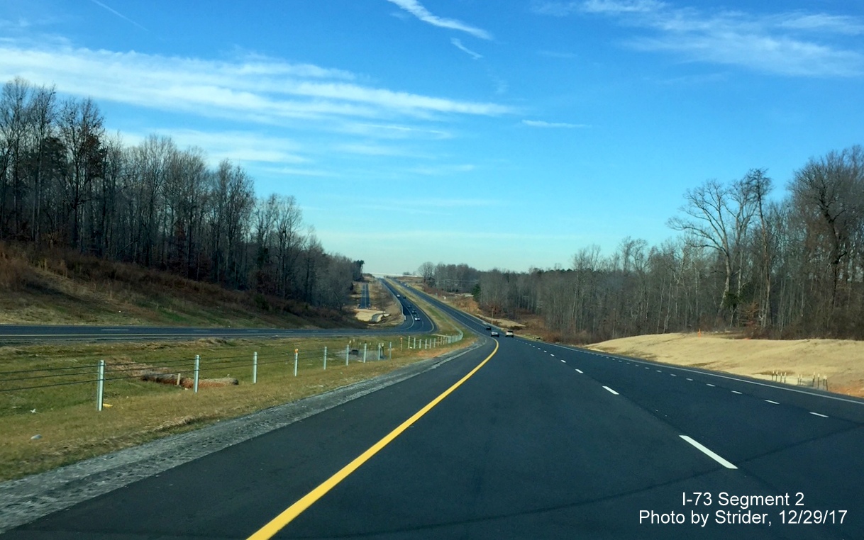 Image of newly opened left lane on US 220/Future I-73 North beyond US 158 exit in Summerfield, by Strider