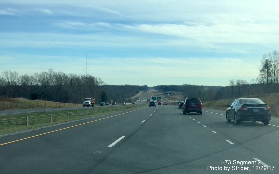 Image of opened lanes heading south toward Haw River bridge on US 220/Future I-73 South in Summerfield, by Strider