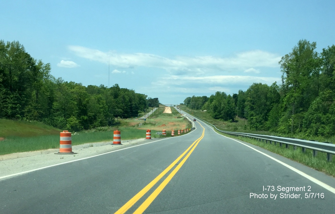 Image of future southbound lanes for I-73 under construction along US 220, from Strider