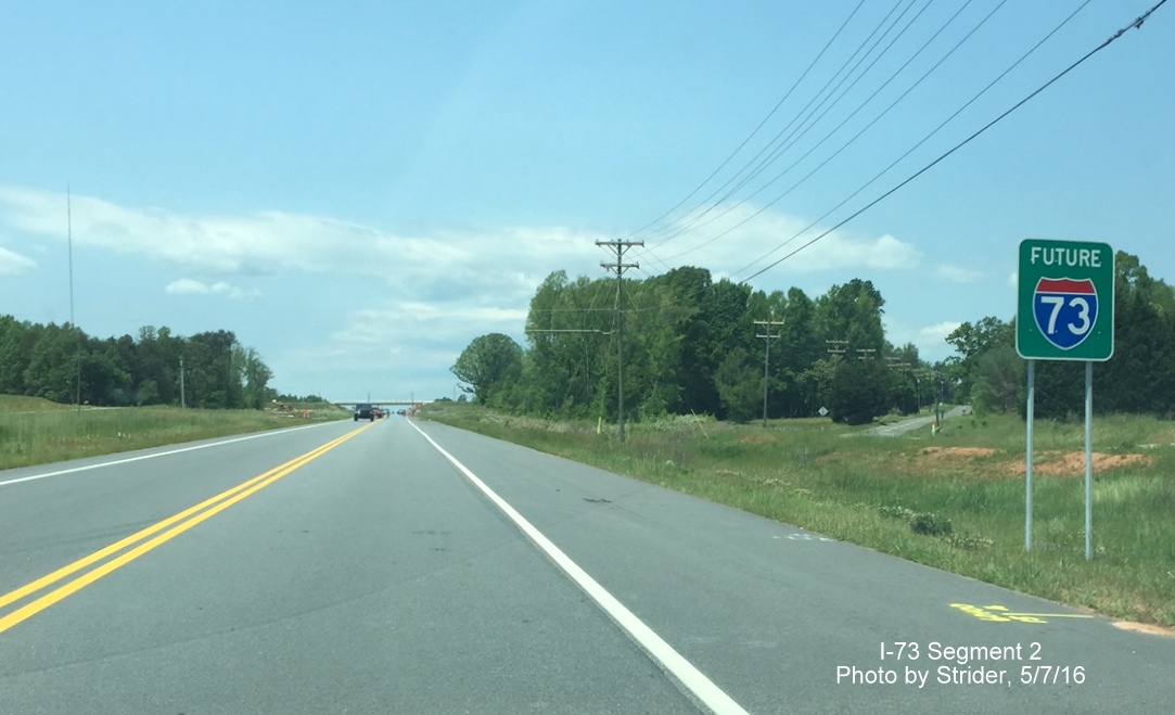 Image of new Future I-73 sign placed along US 220 North near Summerfield, by Strider