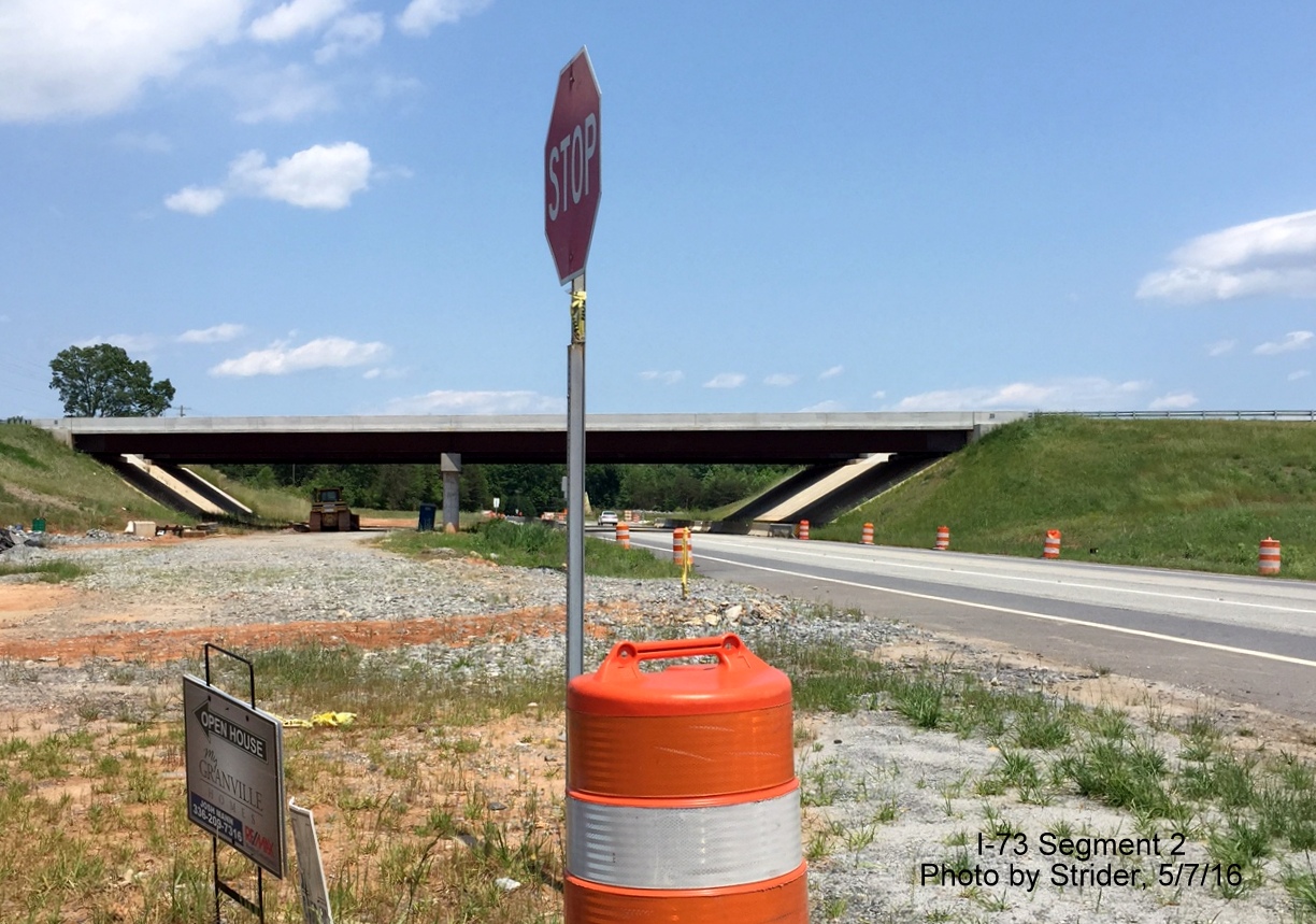 Image of completed I-73 bridges over US 158, by Strider