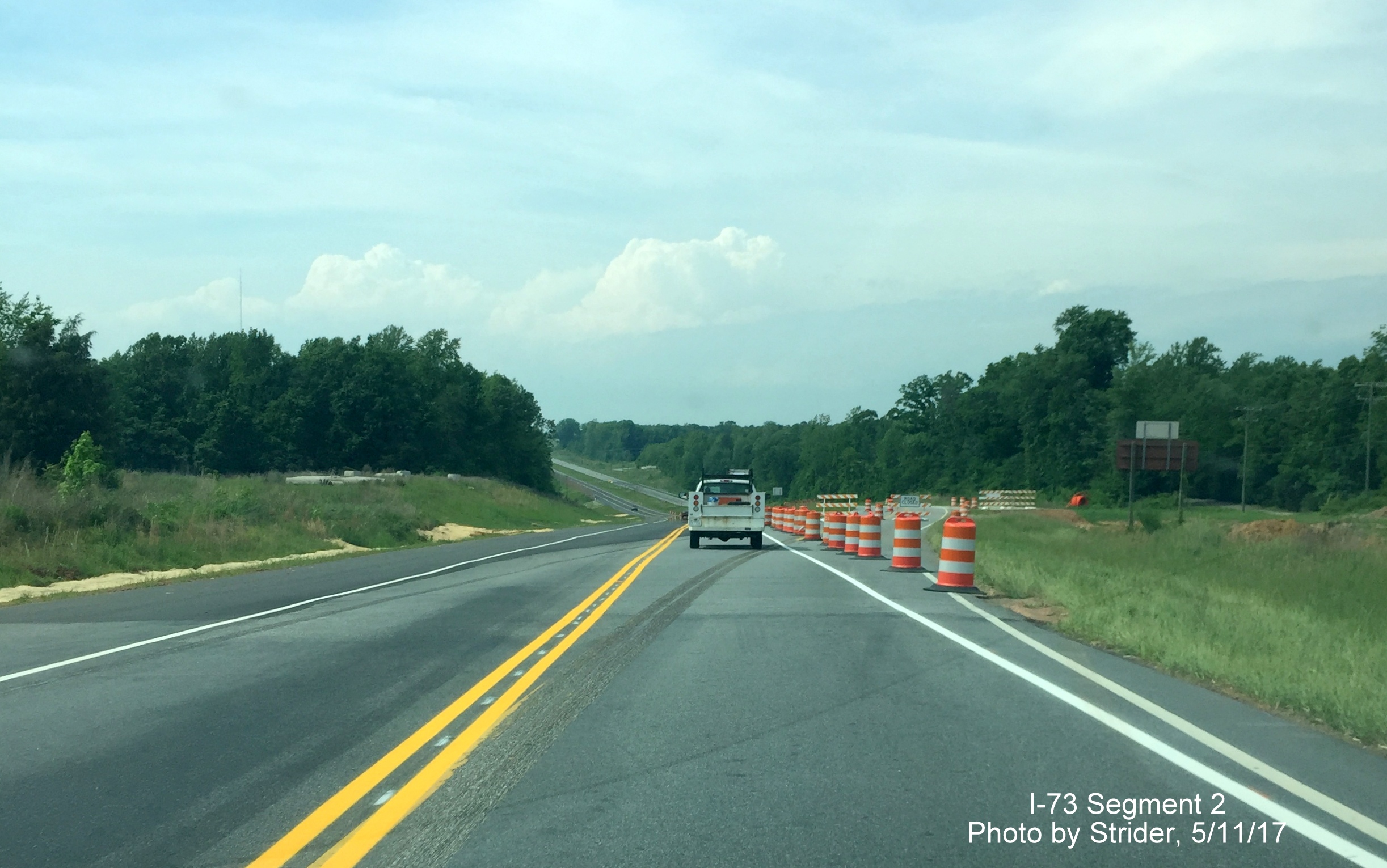 Image taken on US 220 North prior to former lane shift for traffic on Future I-73 South lanes in Guilford County, by Strider