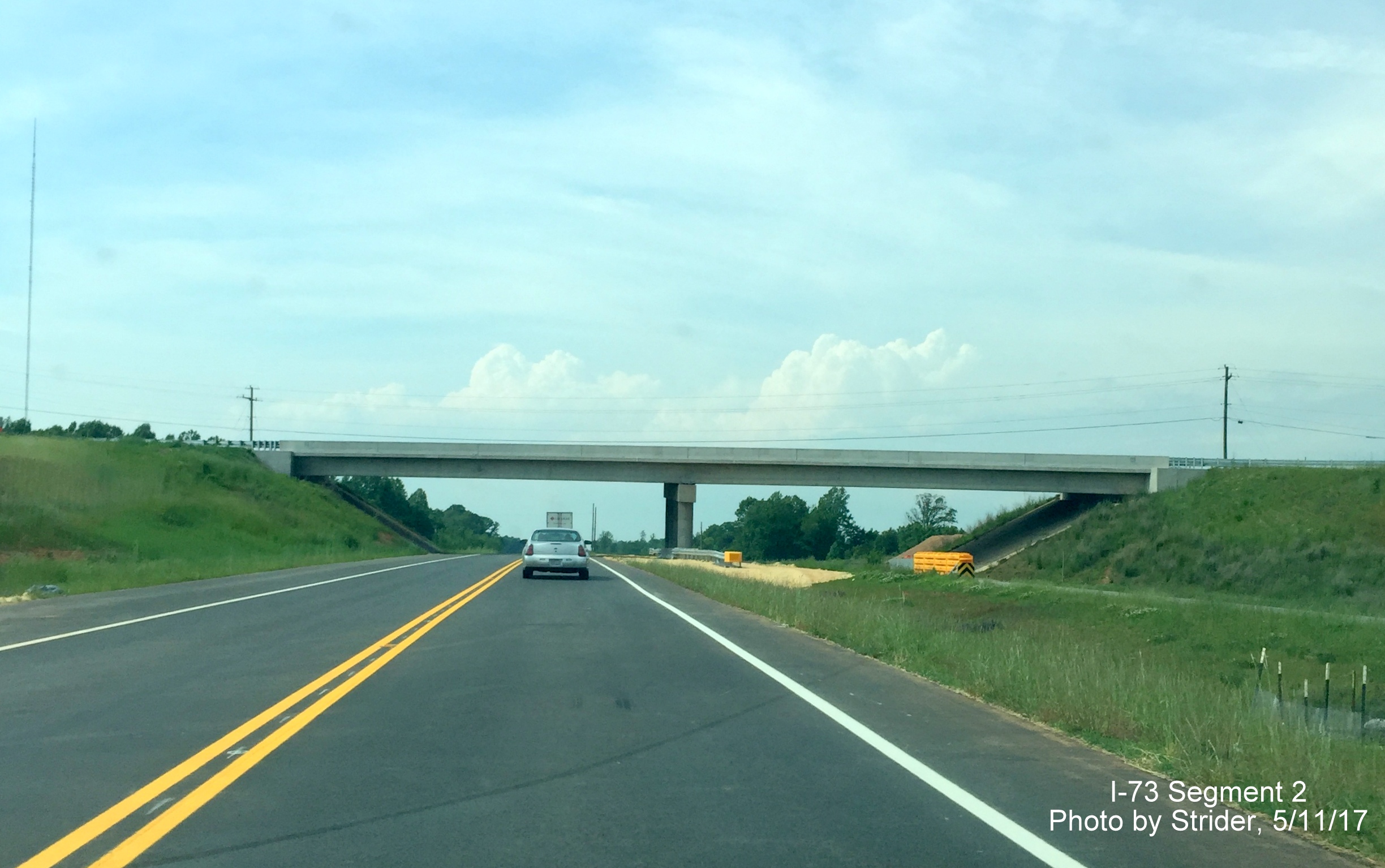 Image of recently completed NC 65 bridge from US 220 North using Future I-73 South lanes, from Strider