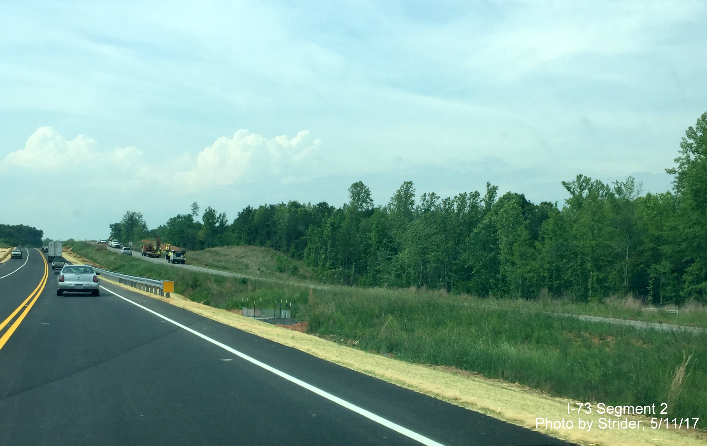 Image of construction of I-73 North from US 220 North using Future I-73 South lanes beyond NC 65, from Strider
