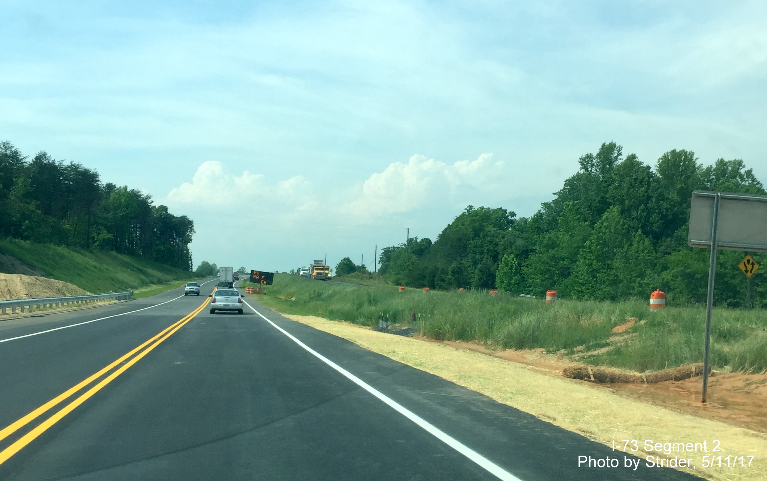 Image from US 220 using recently opened Future I-73 South lanes approaching NC 68 interchange, from Strider