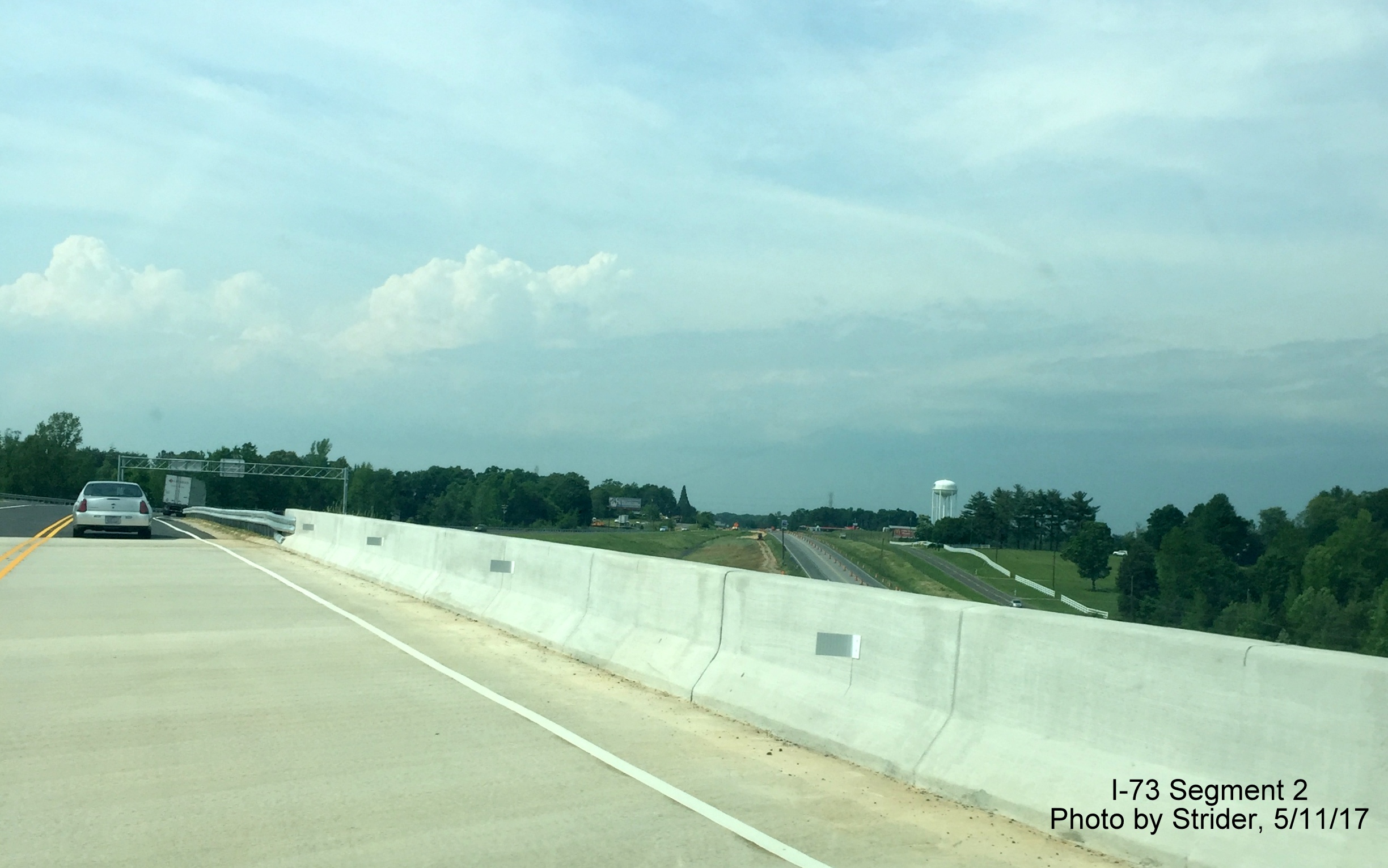 Image from recently opened bridge over NC 68 from US 220 North using Future I-73 South lanes, from Strider