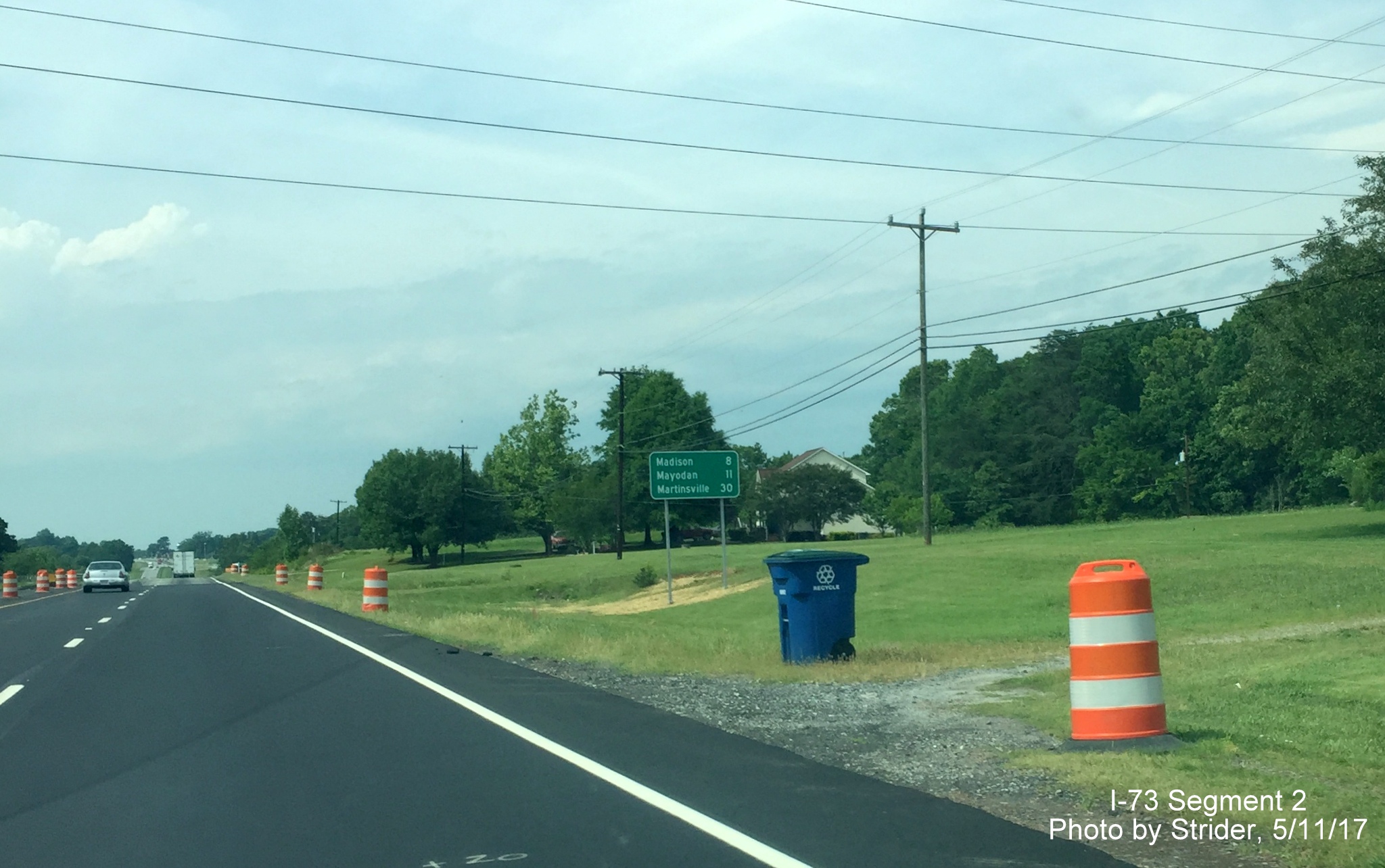 Image of recently paved US 220 North beyond NC 68 on-ramp in Rockingham County, from Strider