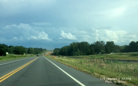 Image of construction along US 220 for Future I-73 near NC 65 interchange, photo by Strider