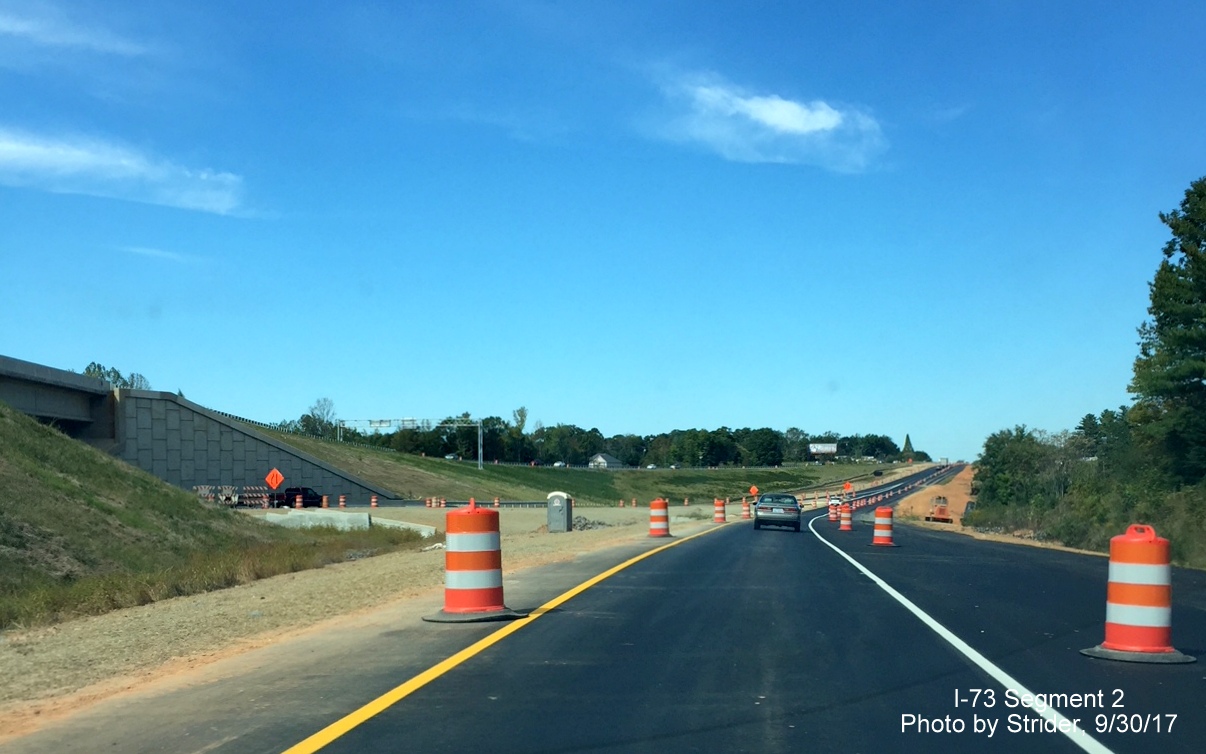 Image of Future I-73 North lanes approaching NC 68 on-ramp along US 220 North in Rockingham County, by Strider