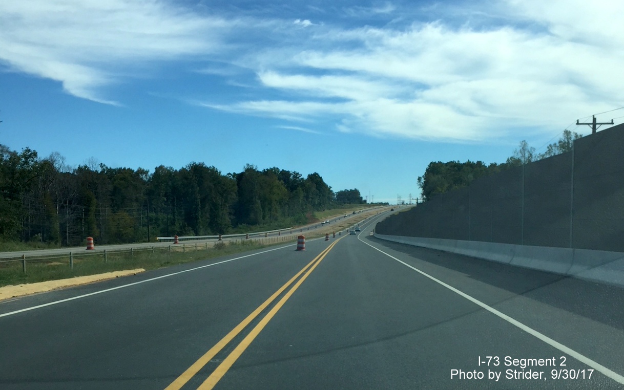 Image taken of US 220 South approaching Future I-73 exit with US 158 in Guilford County, by Strider