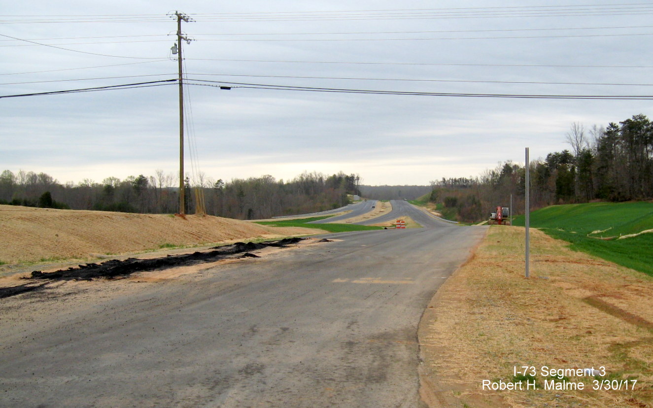 Image taken of view south from Future NC 150 on-ramp to I-73 South under construction in Guilford County