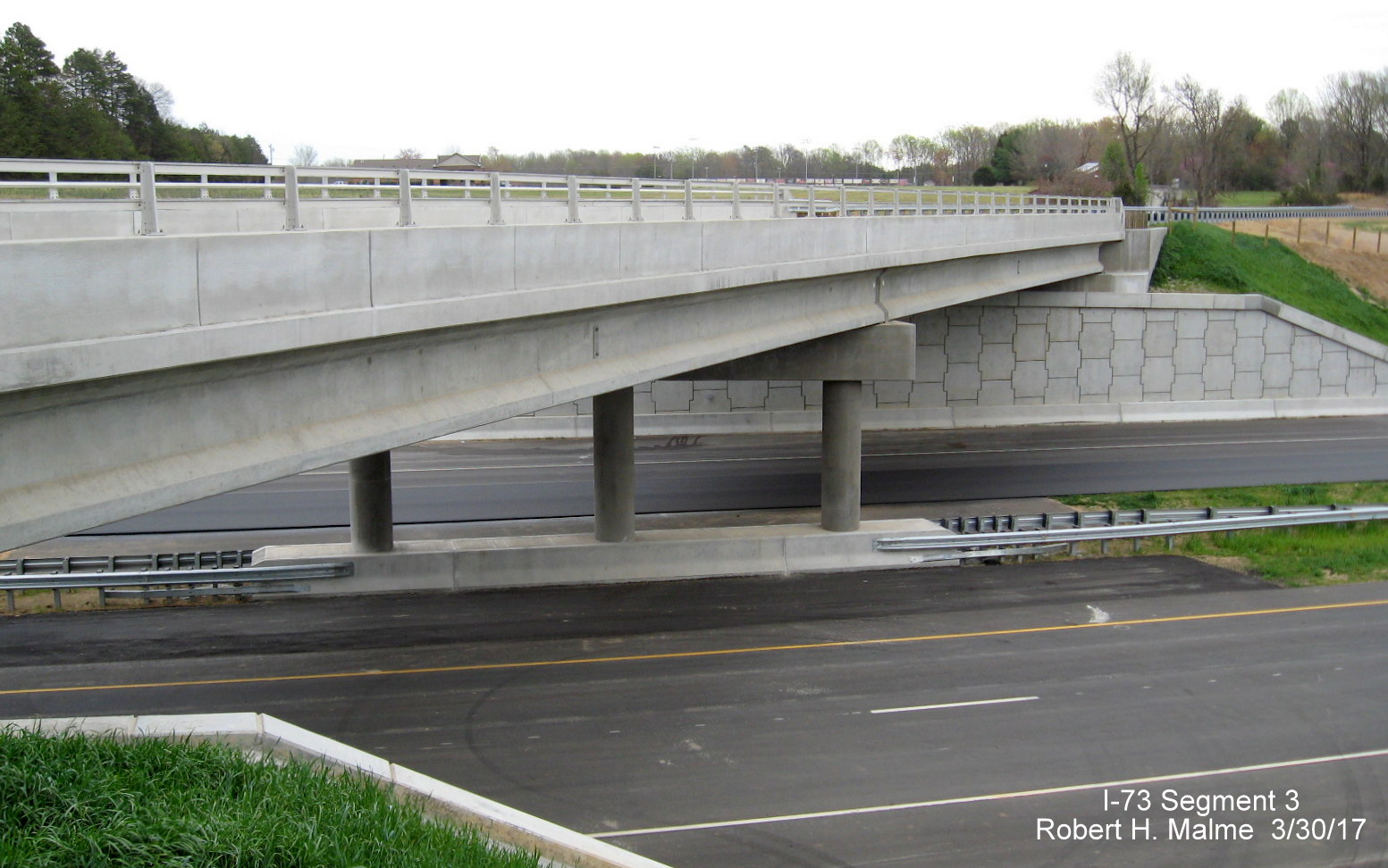 Image taken of Alcorn Rd bridge over future I-73 lanes under construction in Guilford County
