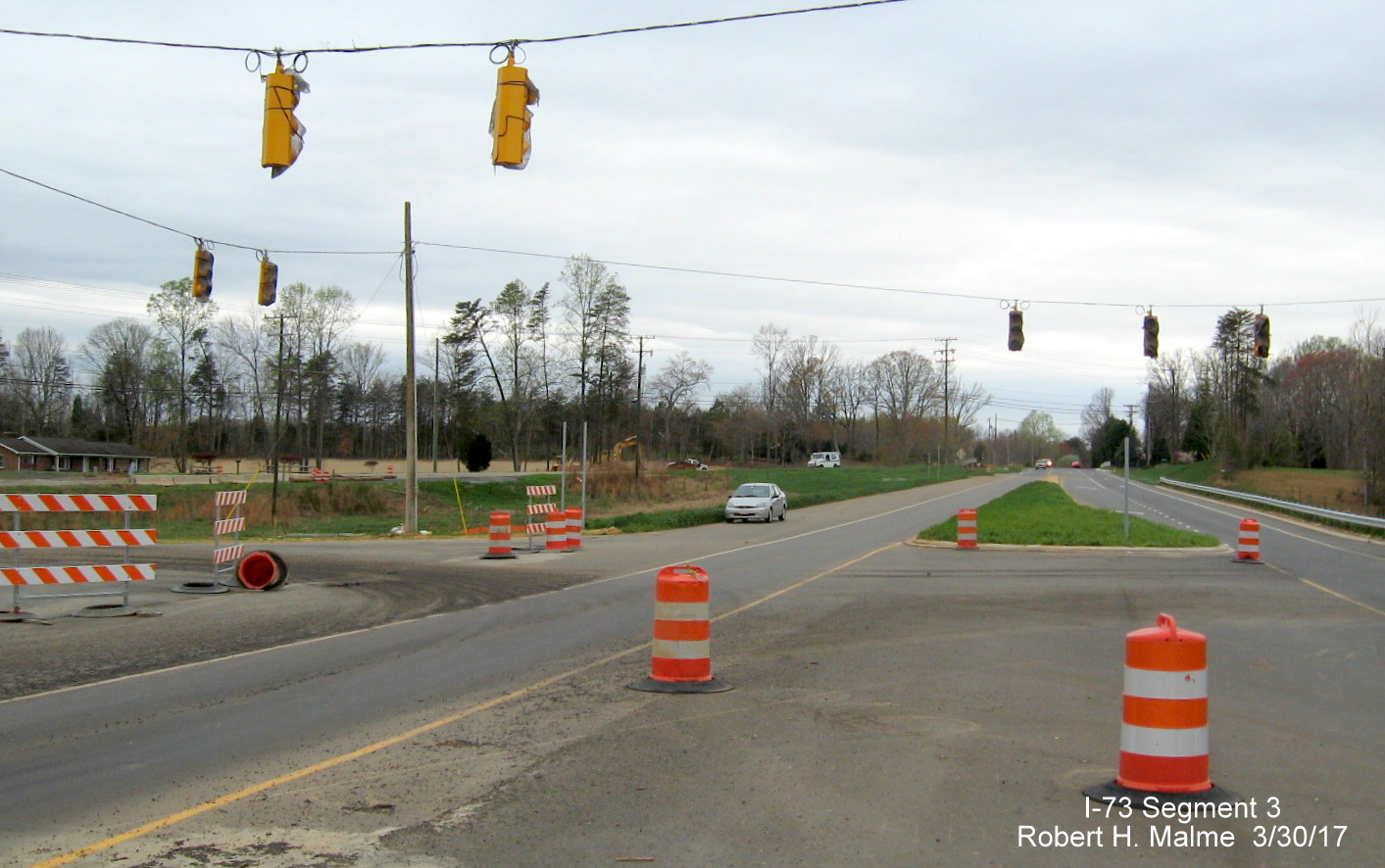 Image taken of view west along NC 150 bridge over future I-73 lanes under construction in Summerfield, Guilford County