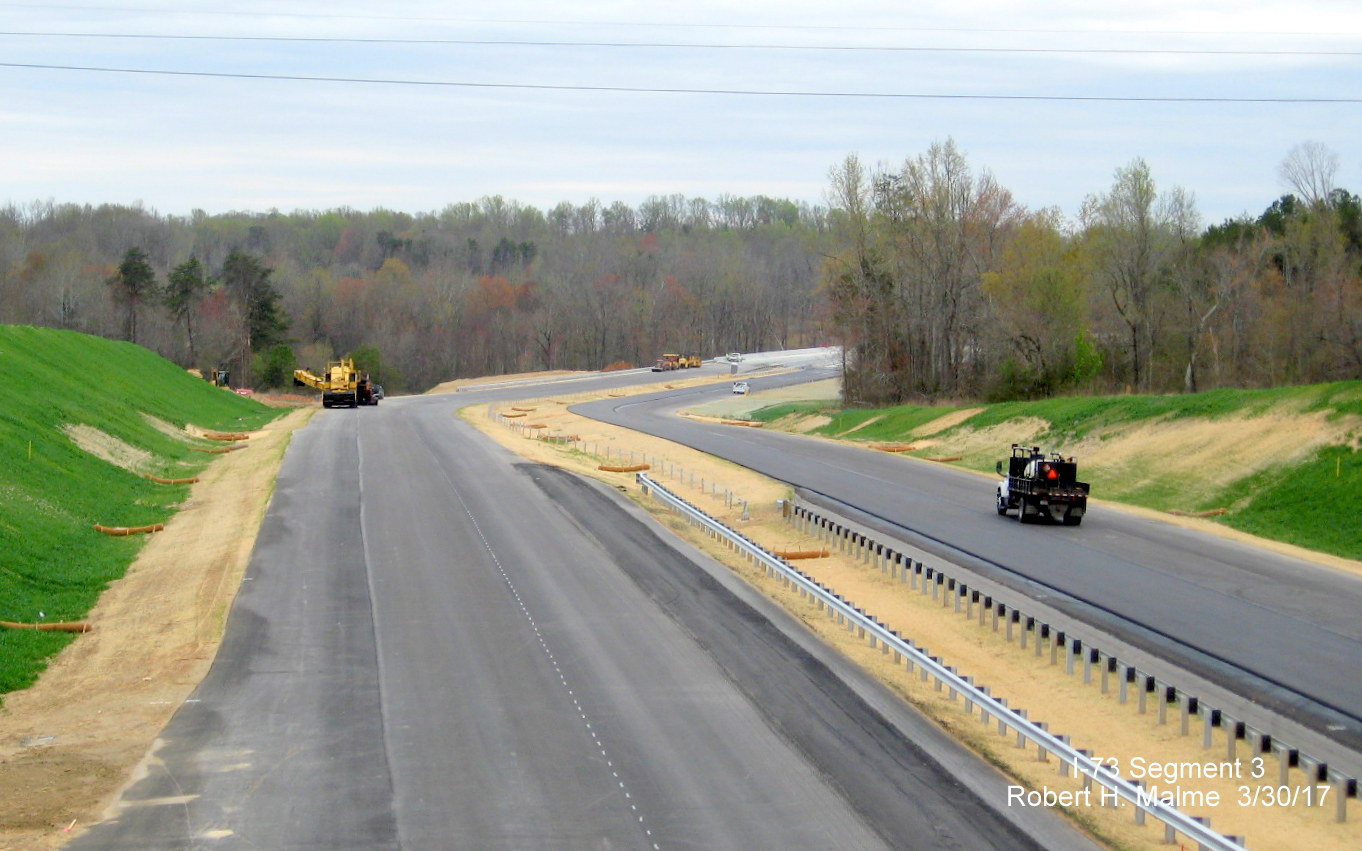 Image taken of view west along NC 150 bridge over future I-73 lanes under construction in Summerfield, Guilford County