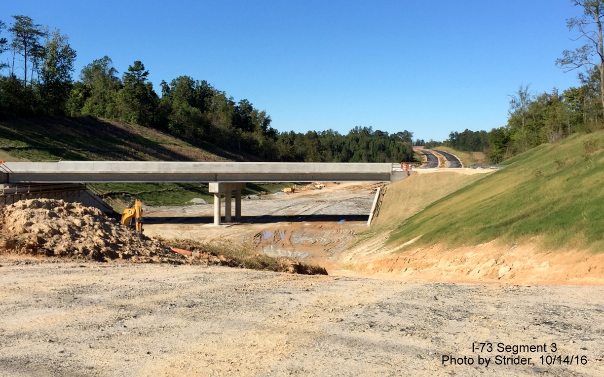 Image of completed Brookbank Road bridge over Future I-73 in Guilford County, by Strider