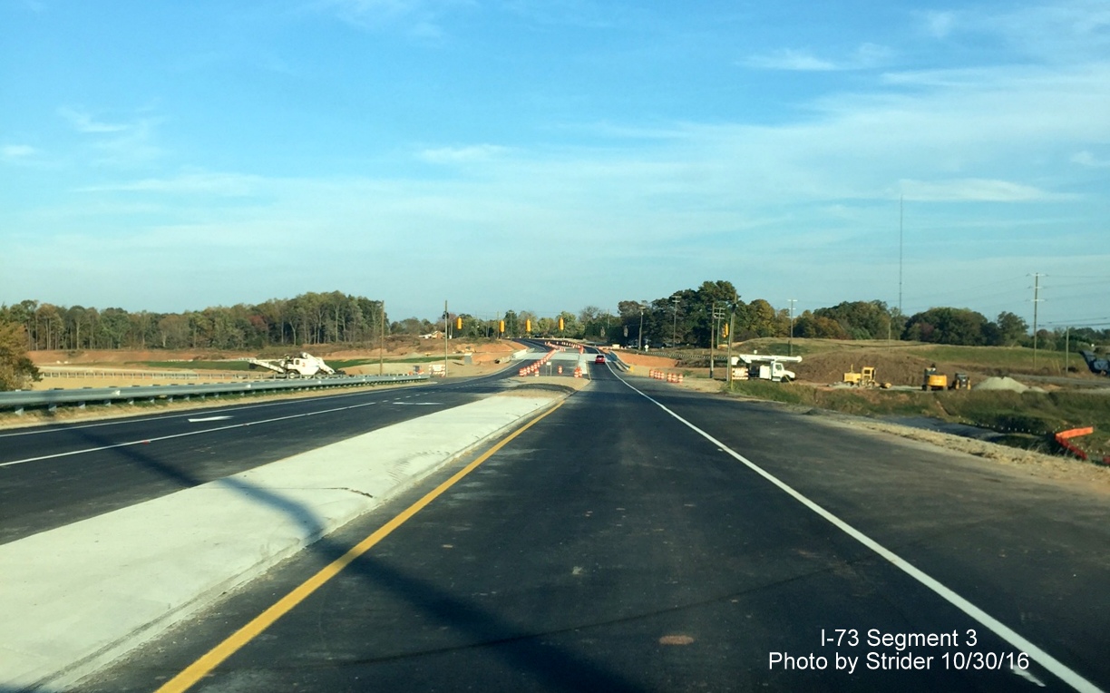 Image of view of new NC 150 bridge over Future I-73 heading east, from Strider