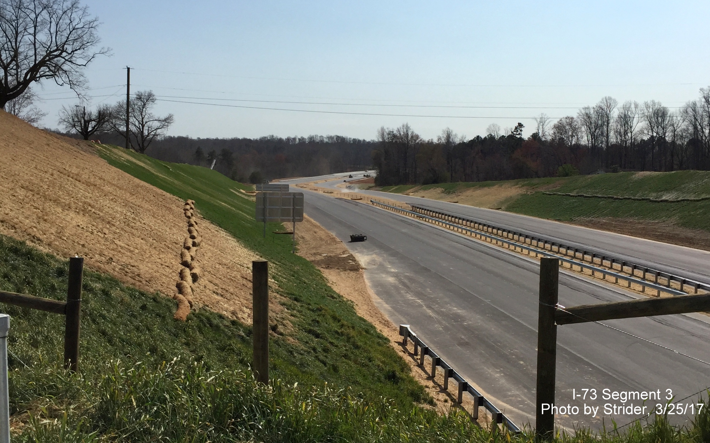 Image of view looking south from Brookbank Rd along future I-73 highway, from Strider