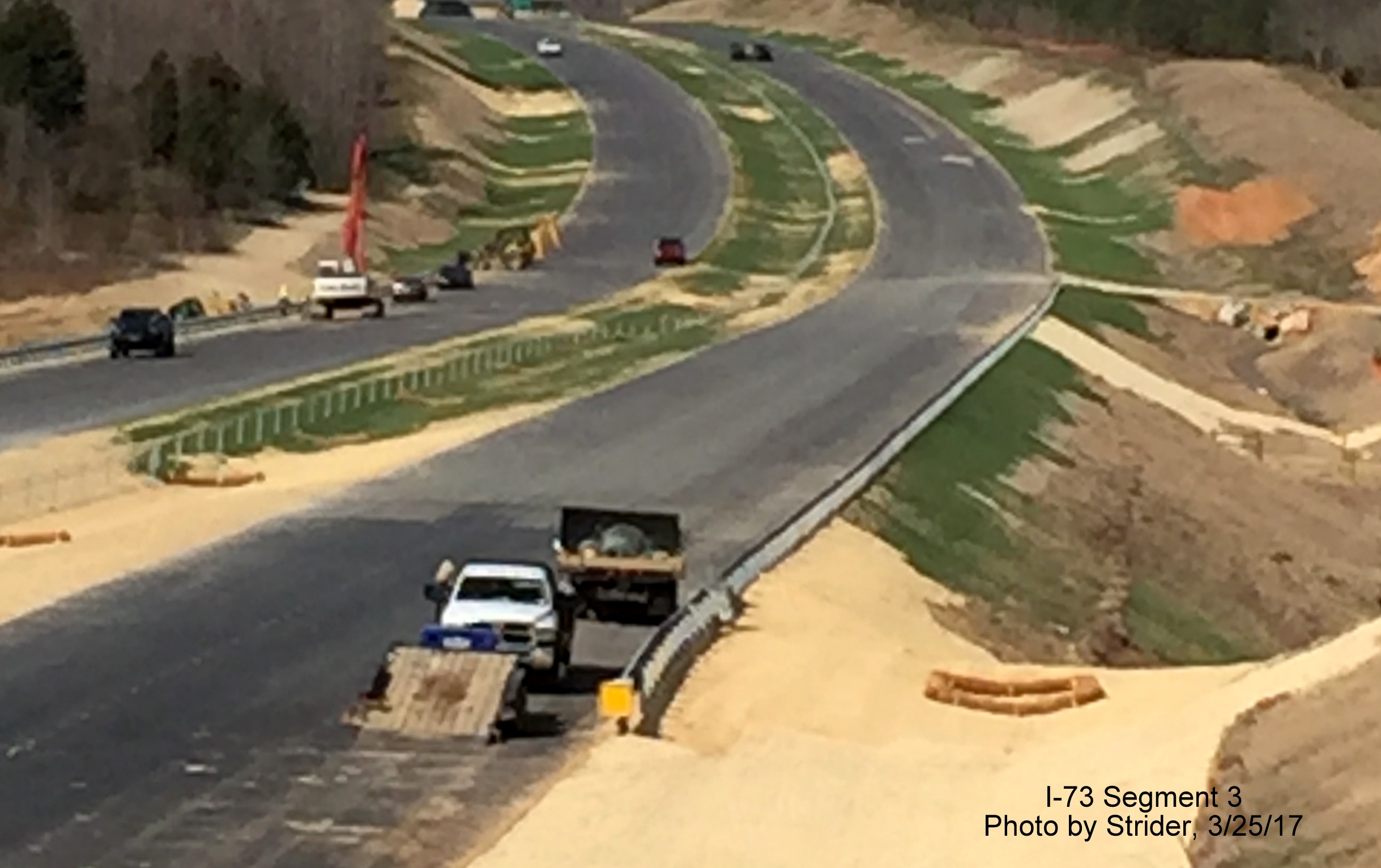 Image of closer view of construction progress along future I-73 lanes north of Brookbank Rd, by Strider