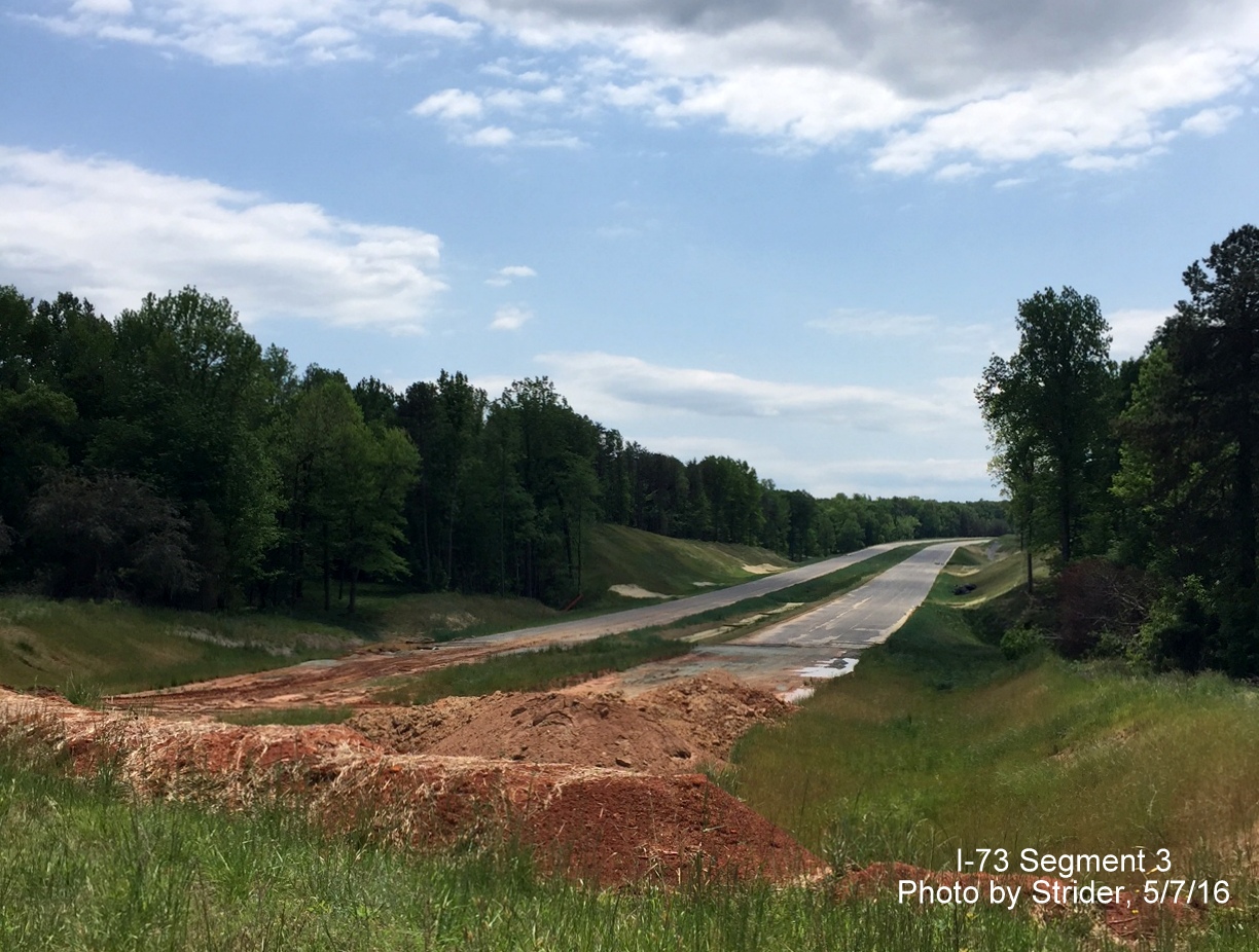 Image of future I-73 roadbed looking north from Alcorn Rd, by Strider