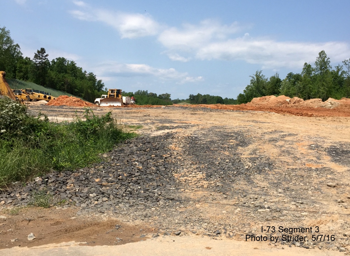 Image looking north along future I-73 roadbed from Bookbank Rd, from Strider