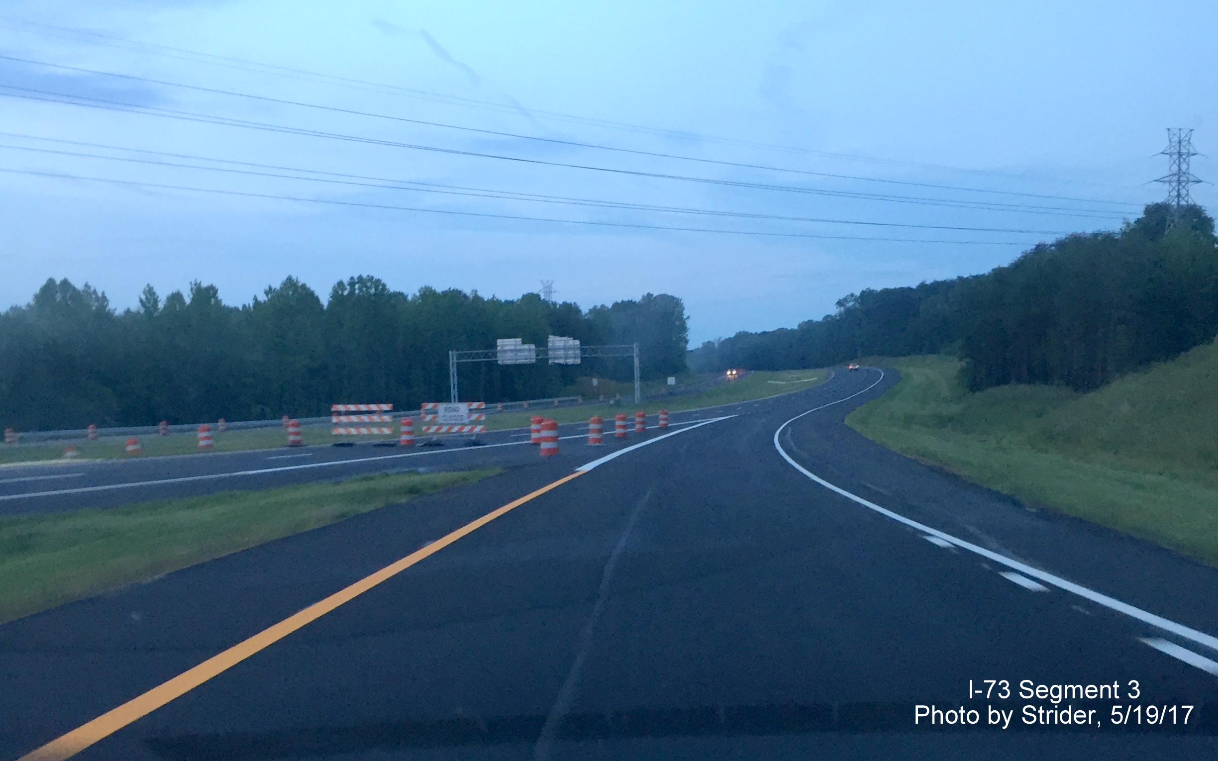 Image taken of view on ramp from NC 68 North entering newly opened I-73 North roadway, by Strider