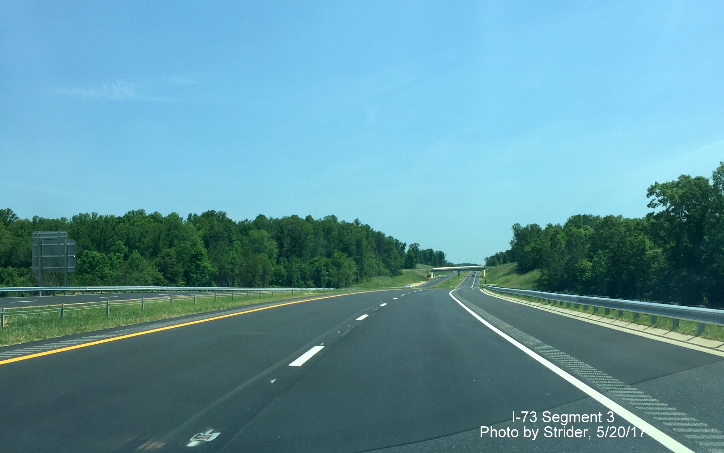 Image taken of travelling on the newly opened I-73 North between NC 68 and NC 150, by Strider