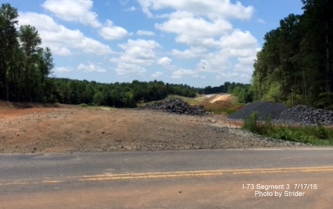 Image showing construction progress on I-73 from Bunch Road in Guilford County, photo by Strider