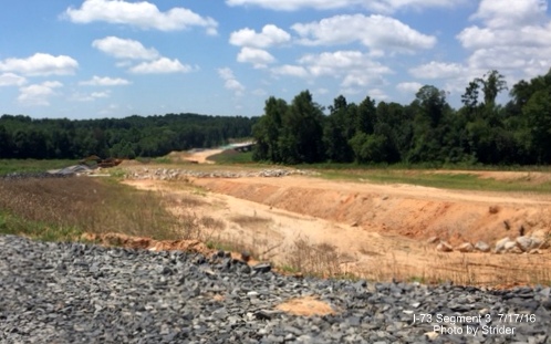 Image looking north along I-73 construction zone at Brookbank Rd in Guilford County, photo by Strider