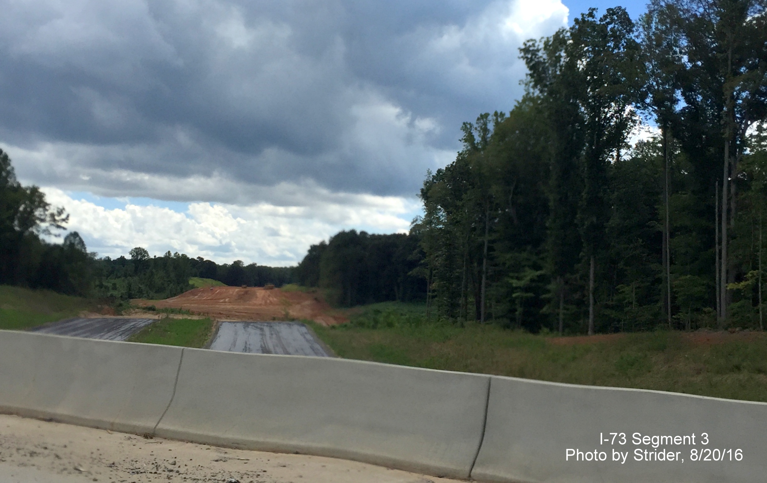 Image taken from US 220 South bridge over future I-73 lanes in Guilford County, from Strider