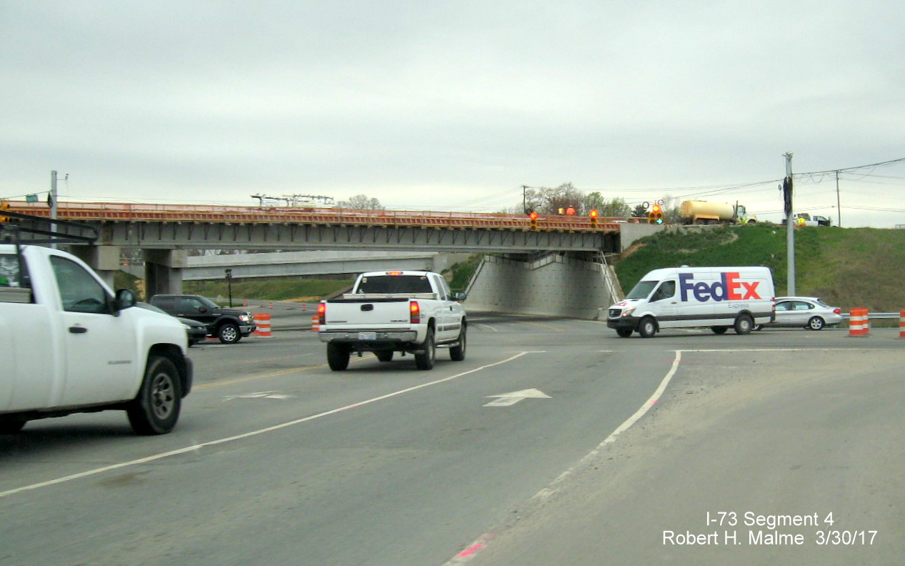 Image showing construction of I-73 bridges at intersection of Pleasant Ridge Rd and NC 68 in Greensboro