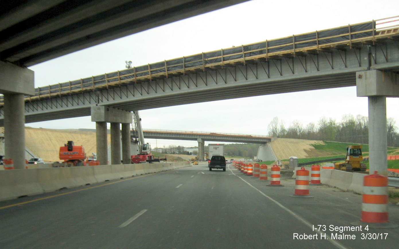 Image showing I-73 bridges being built over NC 68 south of Pleasant Ridge Rd in Greensboro