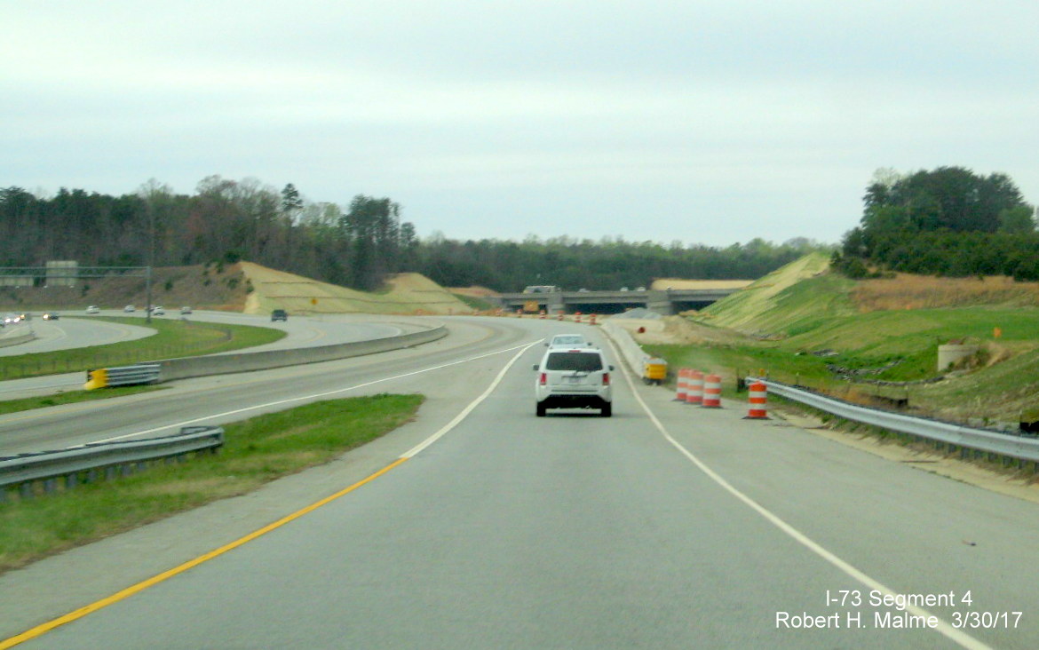 Image showing construction of I-73 Connector and PTI Taxiway bridge from ramp to Bryan Blvd in Greensboro