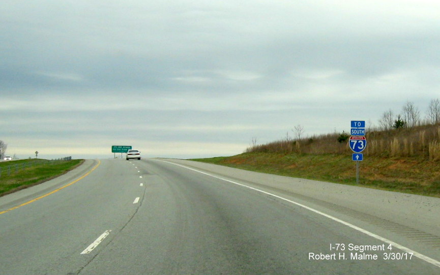 Image showing Bryan Blvd exit signage on NC 68 South, interchange to be used by I-73 traffic in Greensboro