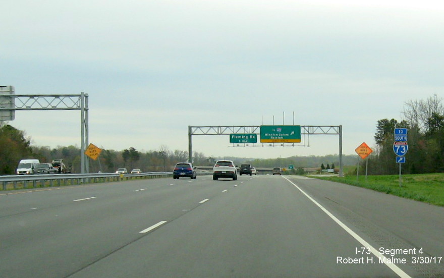 Image showing an I-73 trailblazer at interchange with the Greensboro Urban Loop on Bryan Blvd East in Greensboro