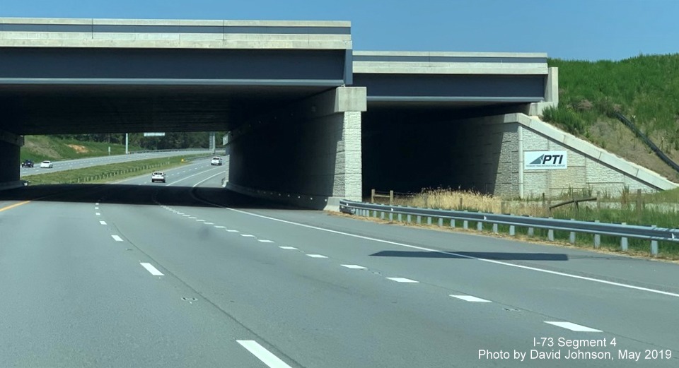 Image of closeup view of PTI taxiway bridge of I-73 North in Greensboro, by David Johnson
