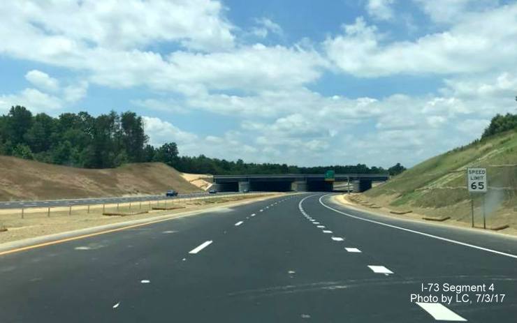 Image of I-73 North roadway, just opened, heading toward PTI Airport Taxiway Bridge in Greensboro, by LC