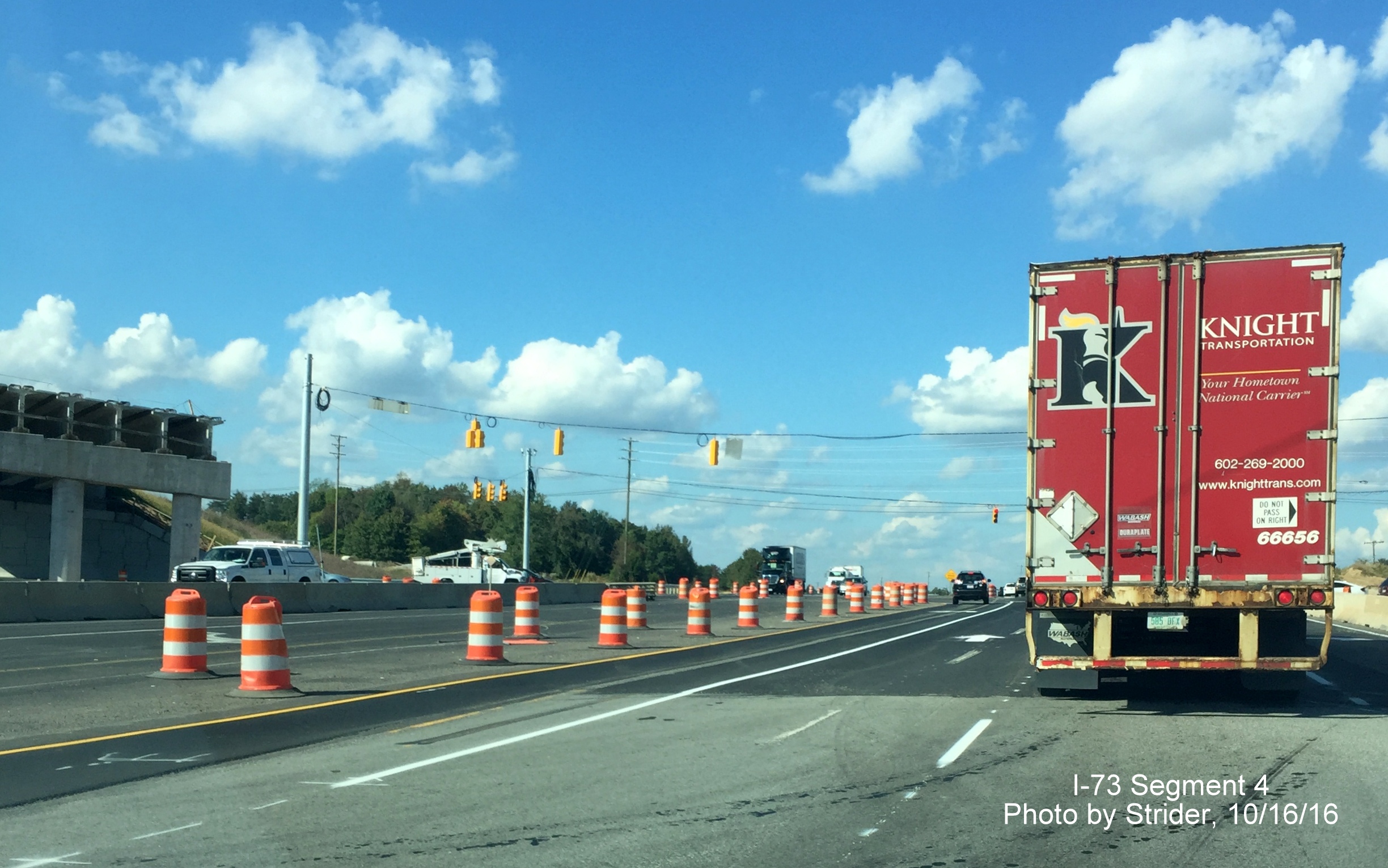 Image showing progress of building new I-73 bridge over Pleasant Ridge Road in Greensboro, from Strider