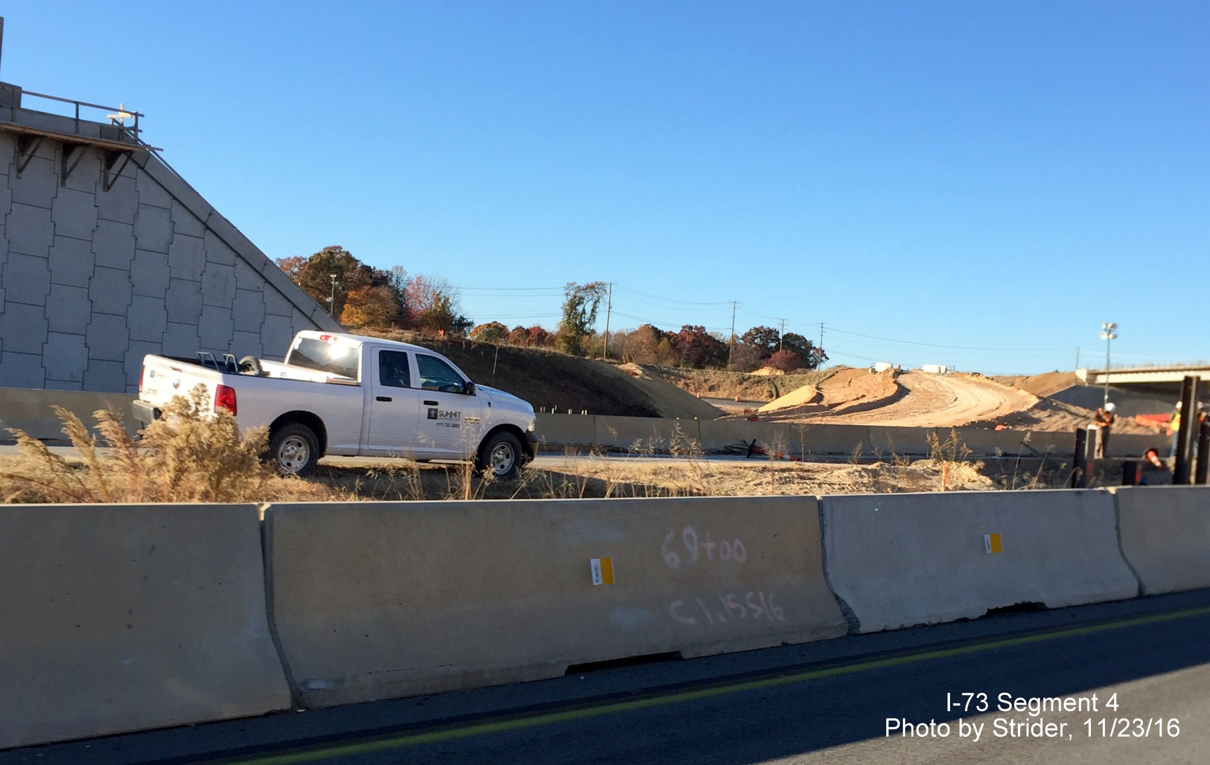 Image taken from NC 68 North showing progress in building I-73 South onramp to NC 68 South, by Strider