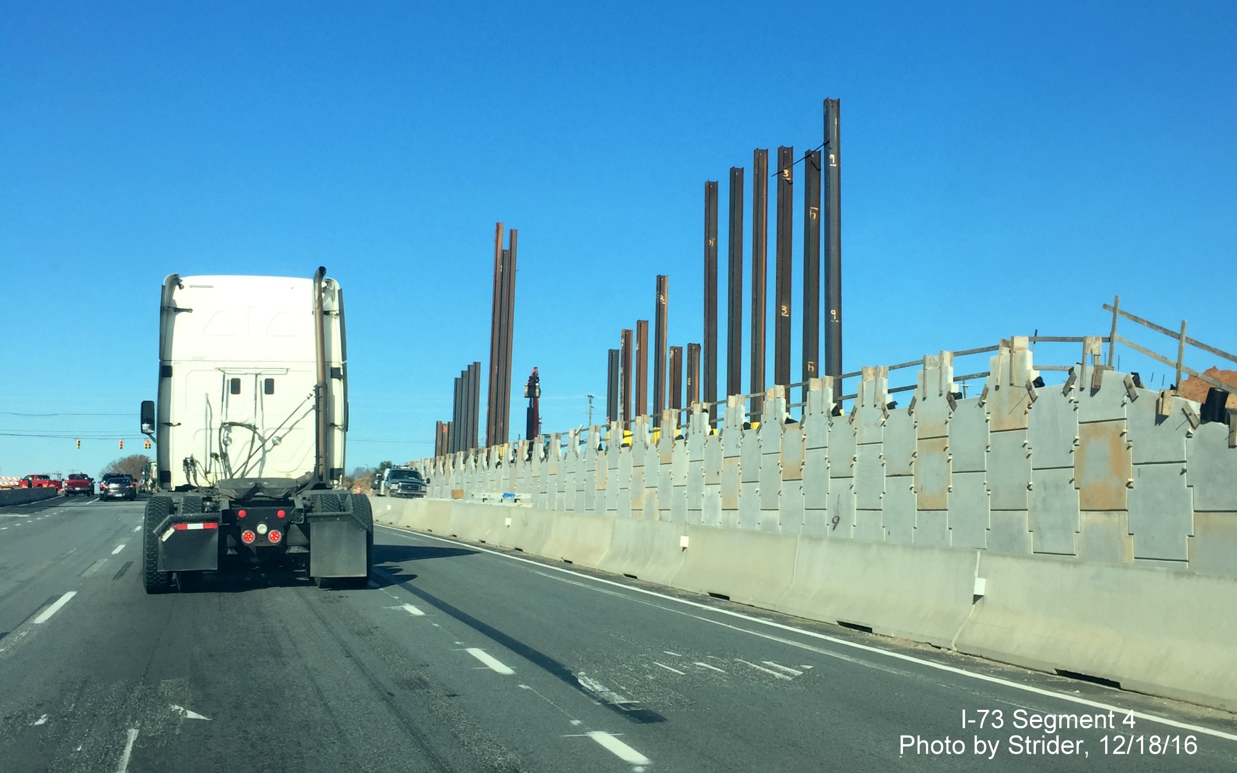 Image of bridges being built to carry I-73 traffic over NC 68 in Greensboro, from Strider