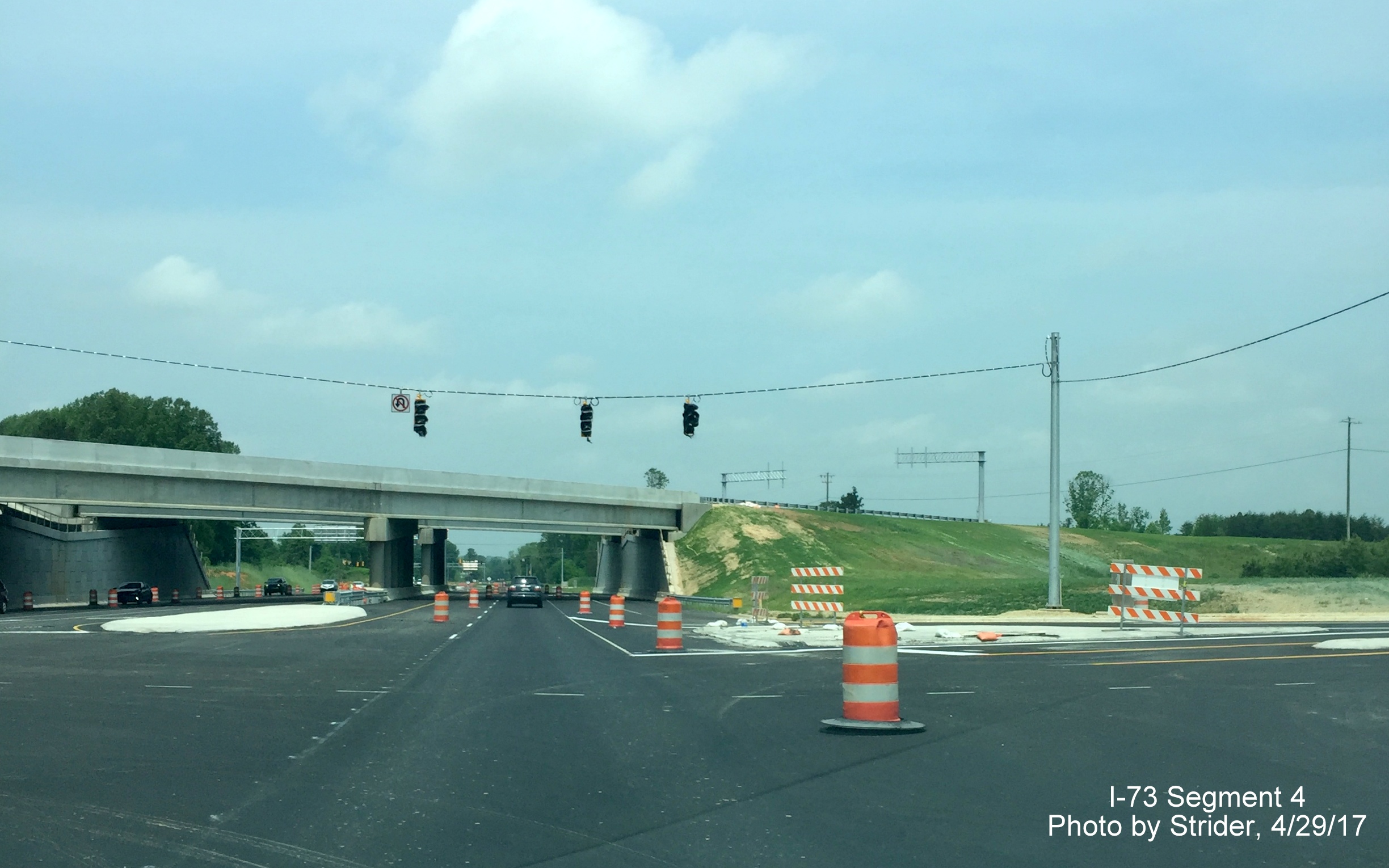 Image of View along NC 68 North in Greensboro of nearly completed interchange with I-73 North, by Strider