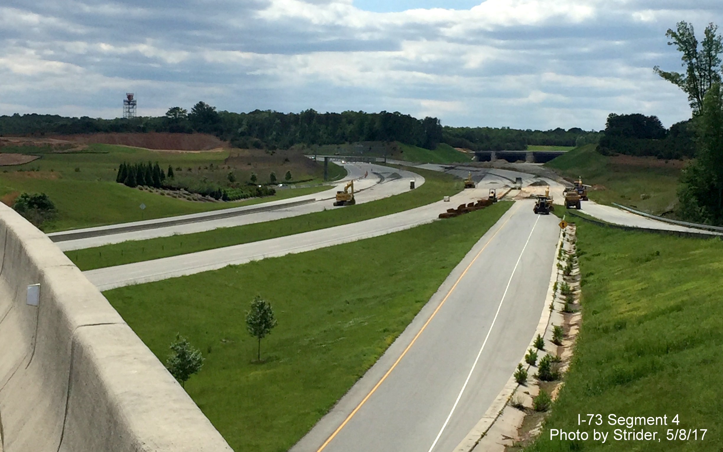 Image taken of construction along Bryan Blvd near PTI Airport to connect with future I-73 roadway, from Strider