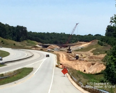 Image from Oak Ridge Rd showing nearly complete left bore of PTI Airport Taxiway over future I-73, from Stider