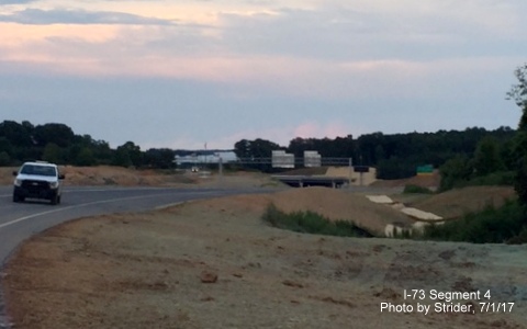 Image of ramp from NC 68 North to Future I-73 South near PTI Airport in Greensboro, photo by Strider