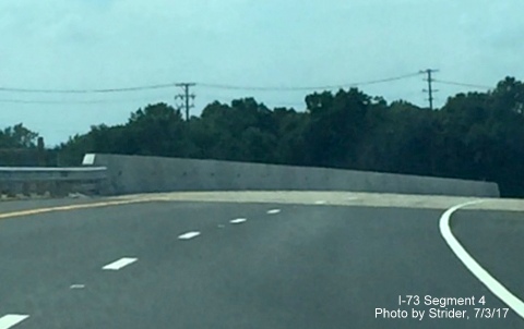 Image taken of I-73 North roadway curving on bridge taking it over NC 68 in Greensboro, by Strider
