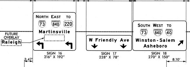 Image of plans for future signage on W. Friendly Ave at I-73/I-840, from NCDOT