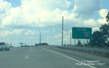 Image showing altered reassurance marker signage for now formerly Future I-73 on Greensboro Loop north of I-40, by Strider
