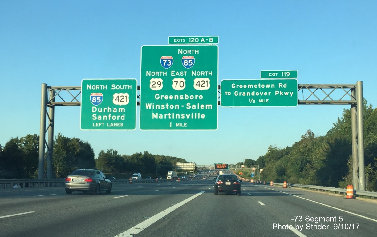 Image taken of new overhead signage approaching the Greensboro Loop on I-85 North with erroneous I-85 shield instead of Business 85,
        by Strider